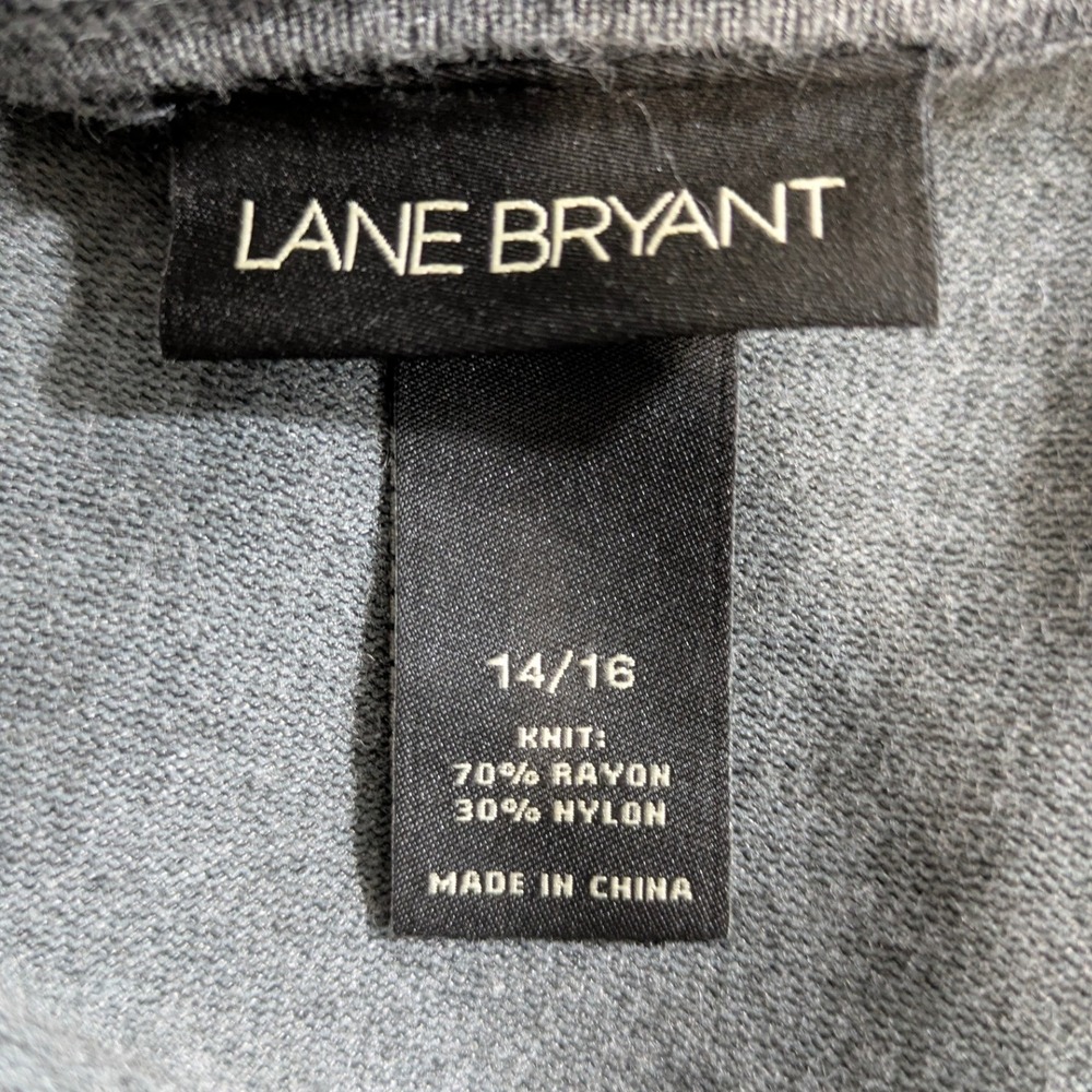 Lane Bryant Womens Gray Black Floral Knit Short Sleeve Cardigan Size 14/16 - Picture 6 of 7